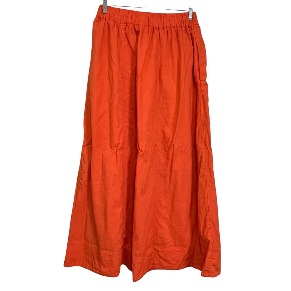Topshop Orange Maxi Skirt US 6 Cotton Viscose Elastic Waist Lined Skirt - Picture 2 of 8